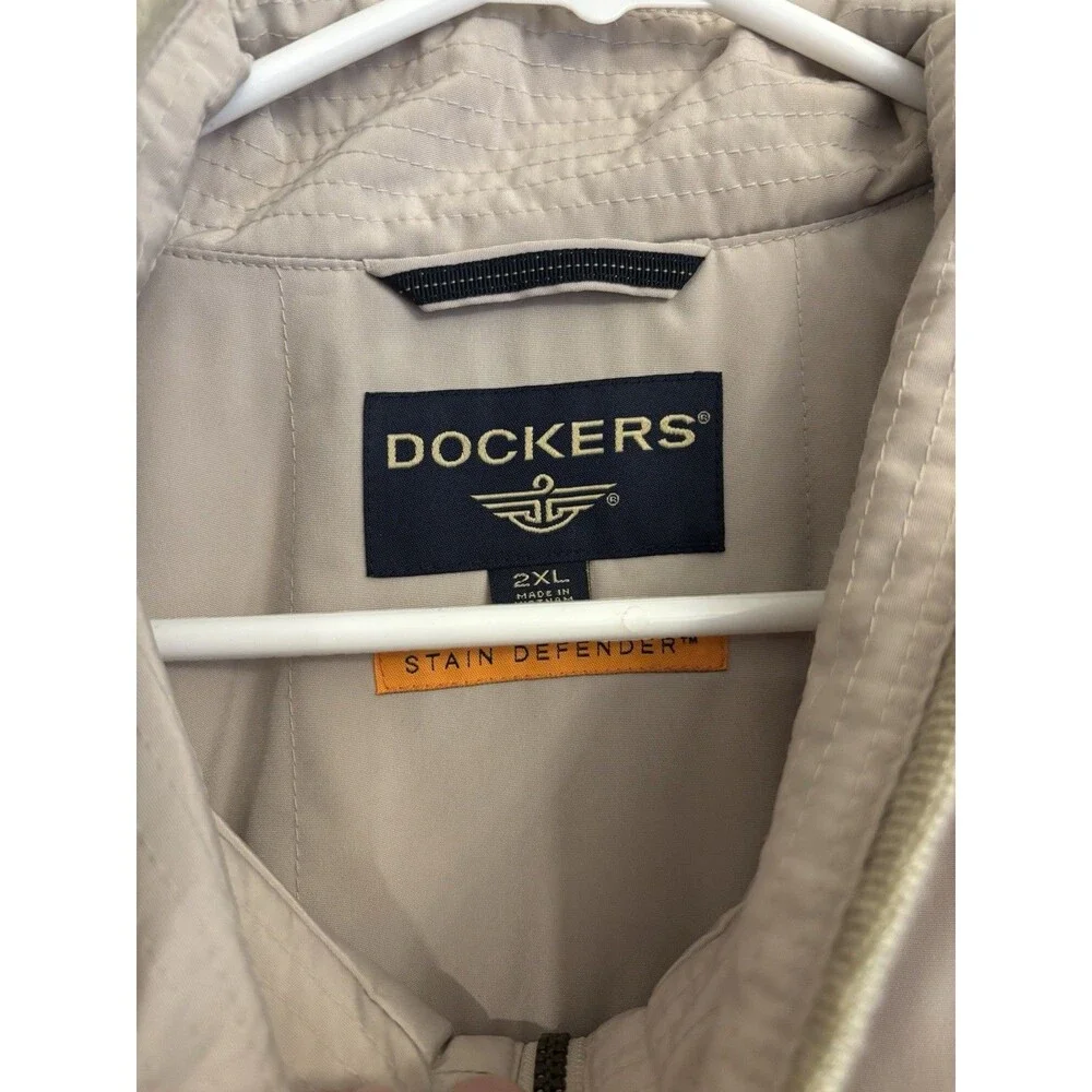Dockers Stain Defender Men’s Jacket Tan Full Zip Lightweight 2XL